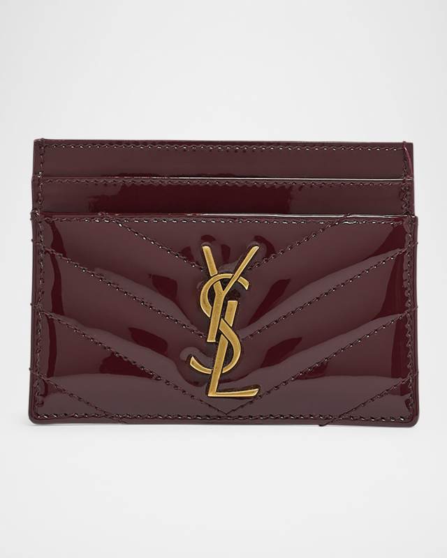 YSL Card Holder in Quilted Patent Leather